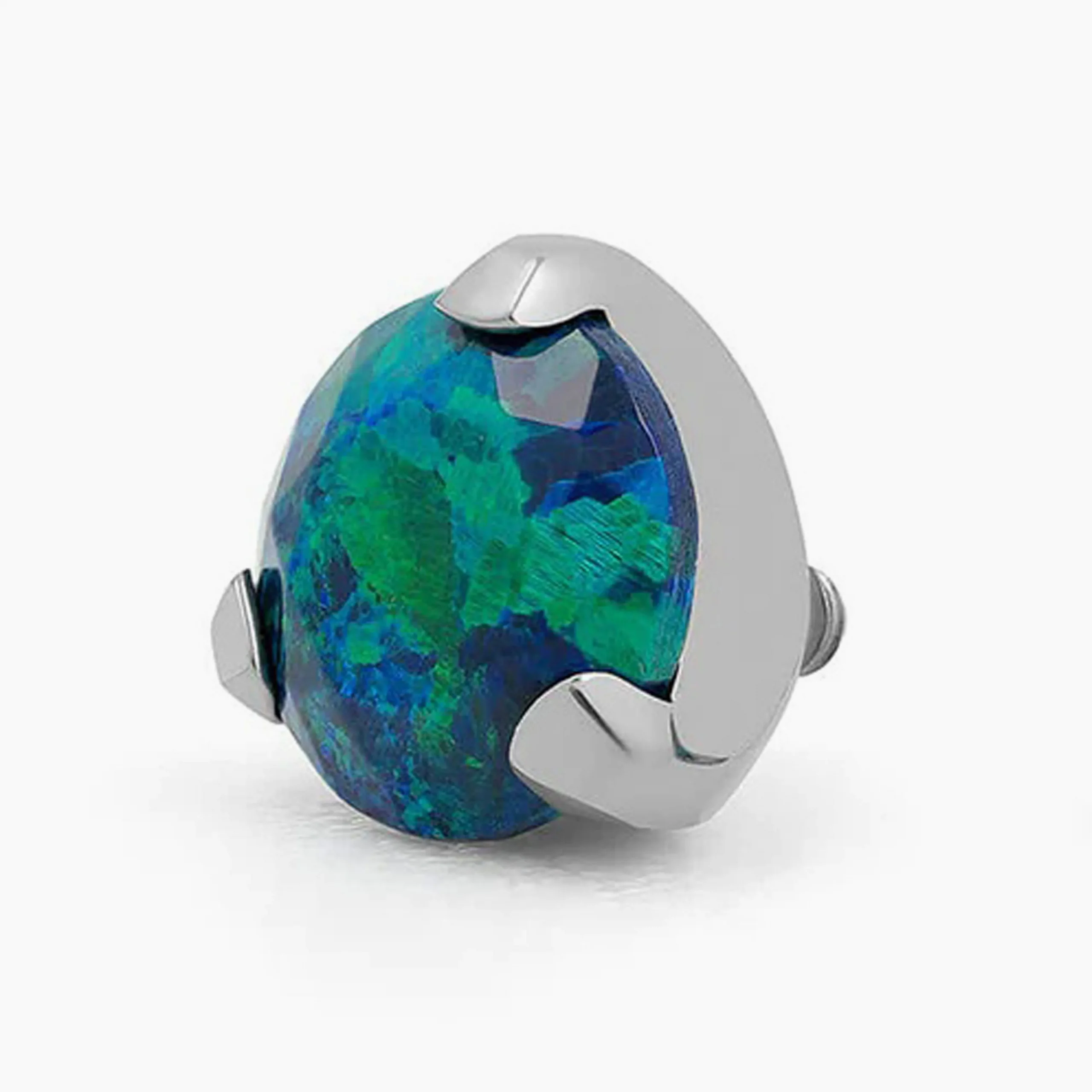 Titanový šperk s vnitřním závitem Diamond Cut s zelenomodrým opálem