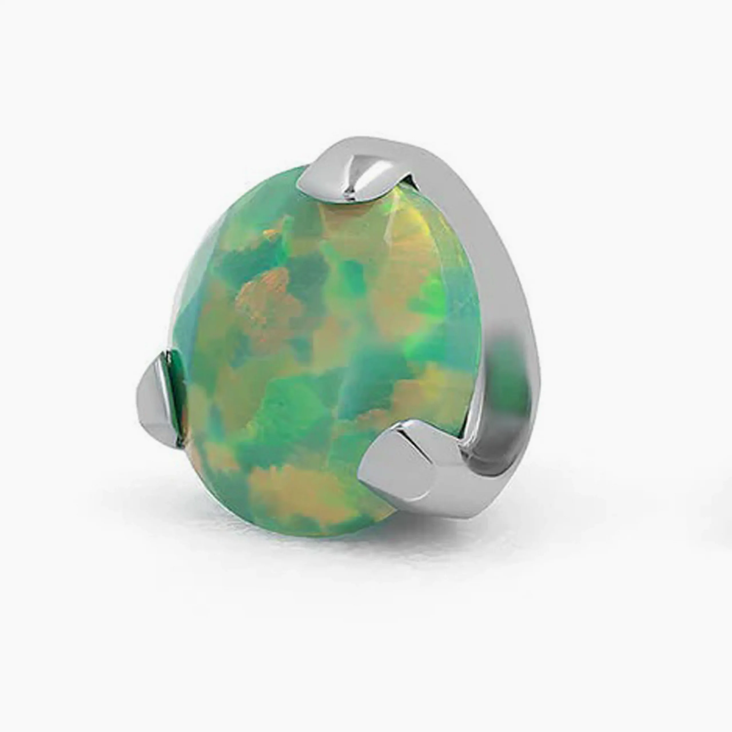 Titanový šperk s vnitřním závitem Diamond Cut s zeleným opálem