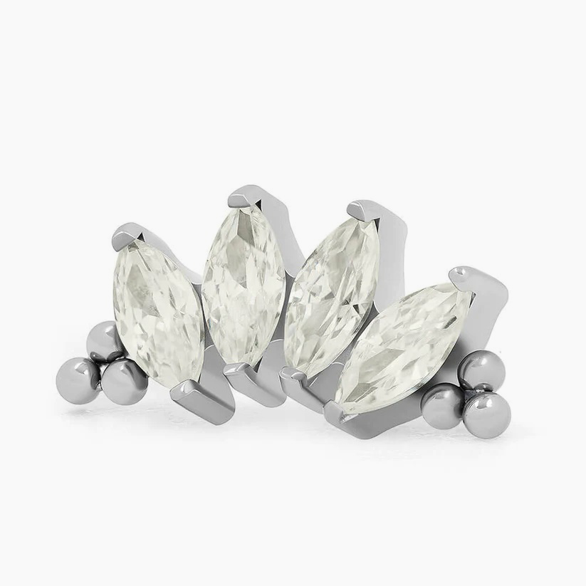 Titanový šperk s vnitřním závitem Bead Marquise Yellow Cluster 4 zirkony