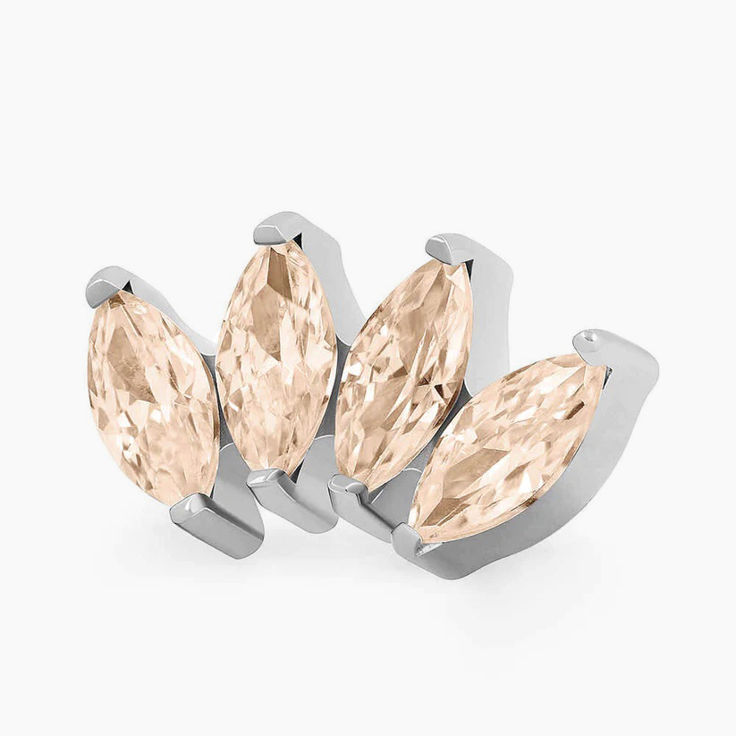Titanový šperk s vnitřním závitem Marquise Peach Cluster 4 zirkony