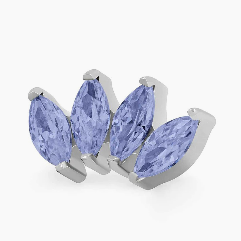Titanový šperk s vnitřním závitem Marquise Tanzanite Cluster 4 zirkony