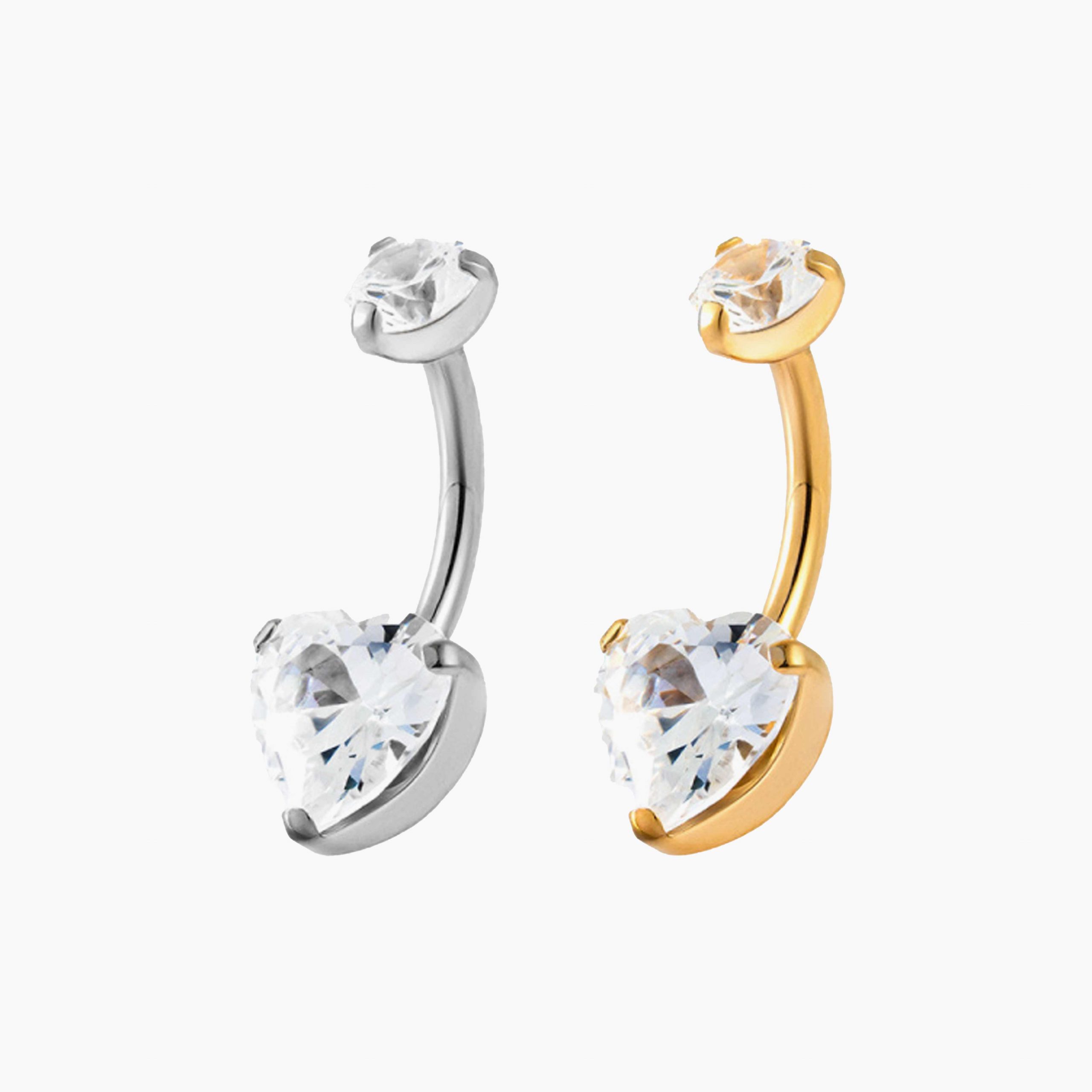 Titanový piercing do pupíku s vnitřním závitem Heart