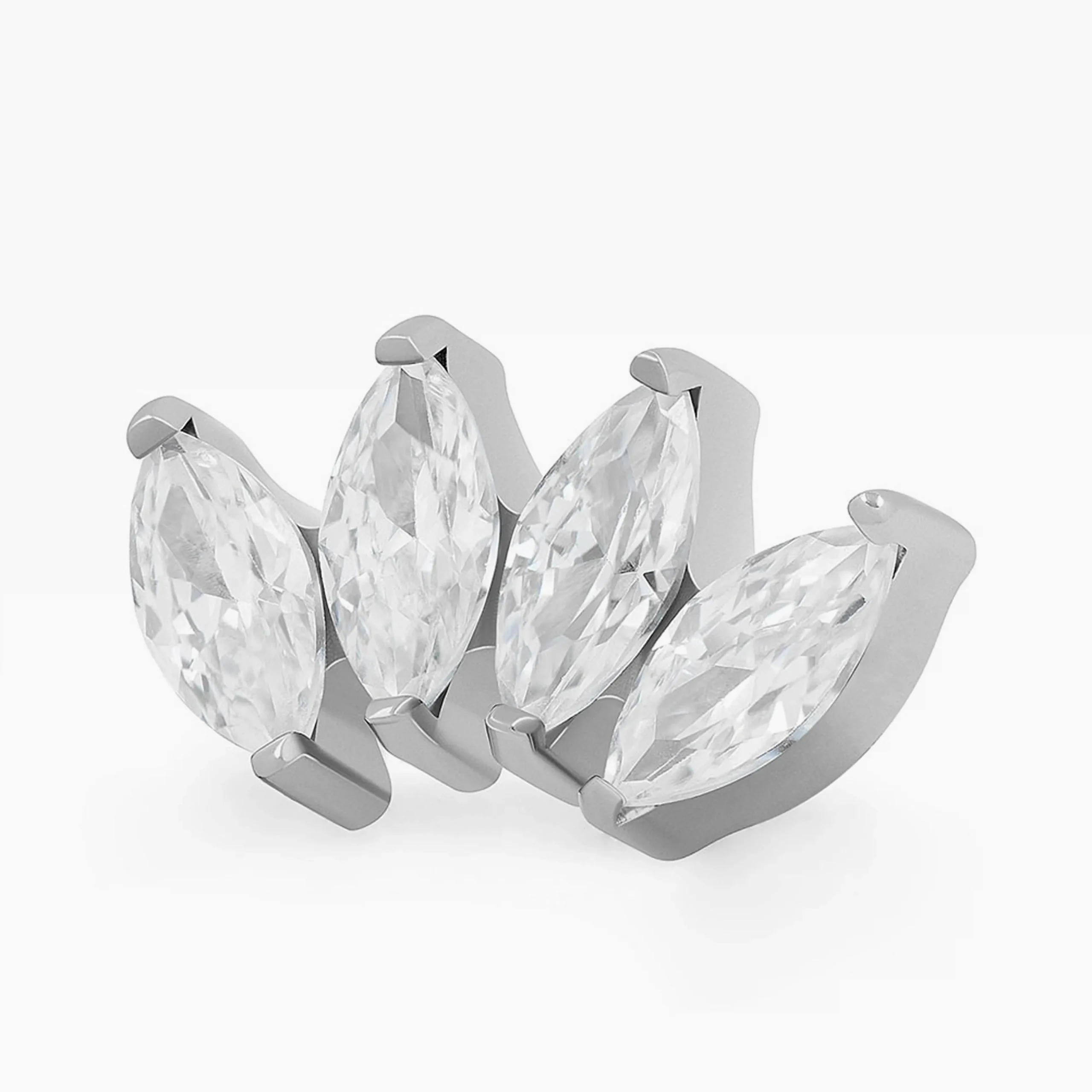 Titanový šperk s vnitřním závitem Marquise Cluster 4 zirkony