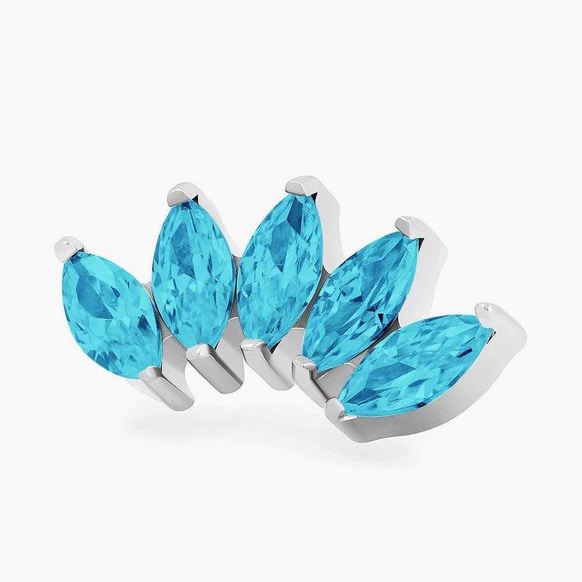 Titanový šperk s vnitřním závitem Marquise Blue 5 kamínků