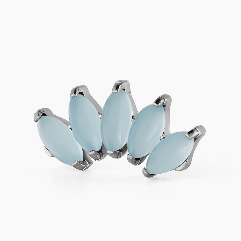 Titanový šperk s vnitřním závitem Marquise Moonstone 5 kamínků