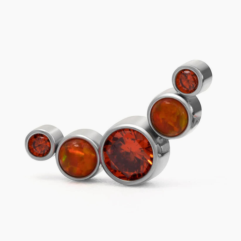 Titanový šperk s vnitřním závitem Orange 5 kamínků