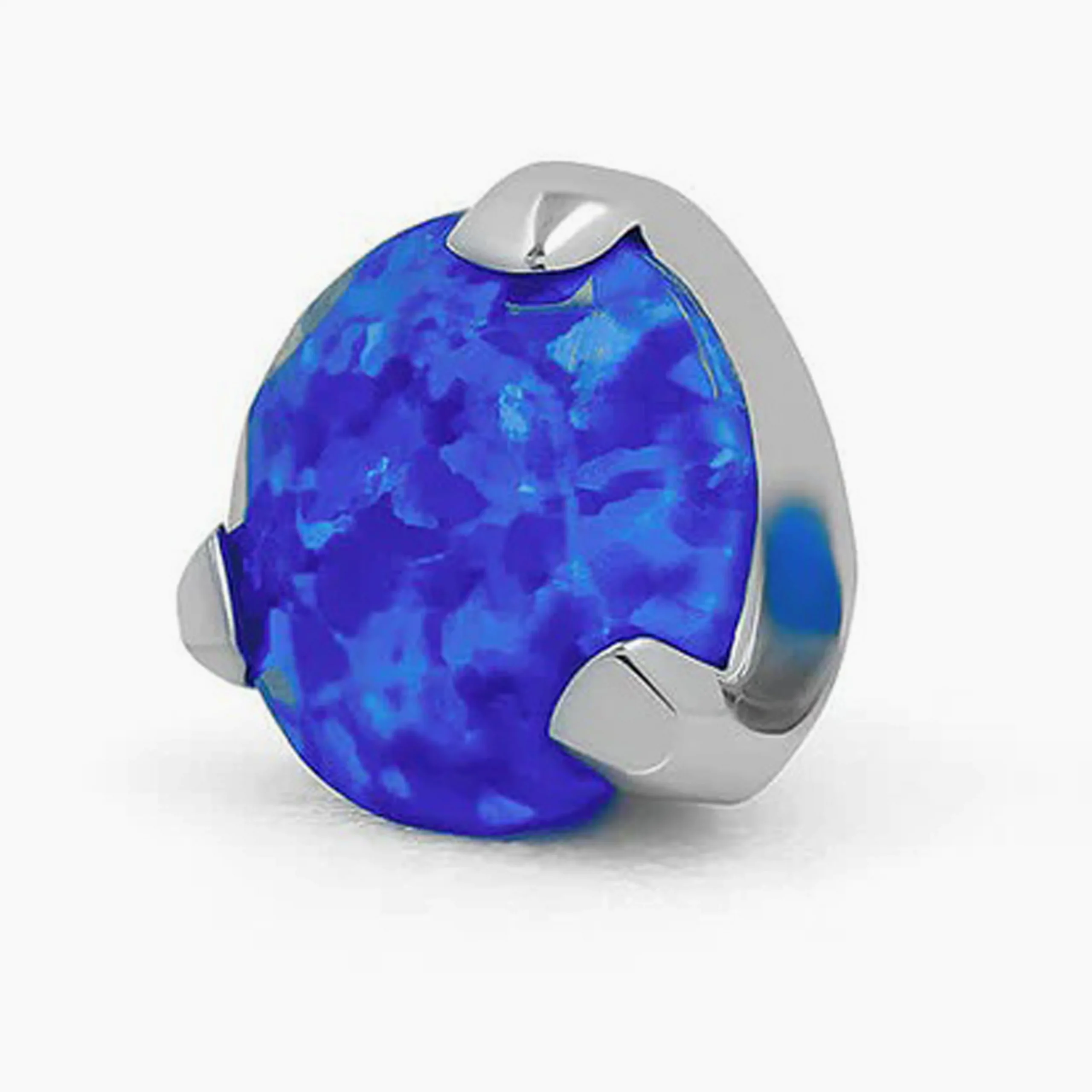 Titanový šperk s vnitřním závitem Diamond Cut s sytě modrým opálem