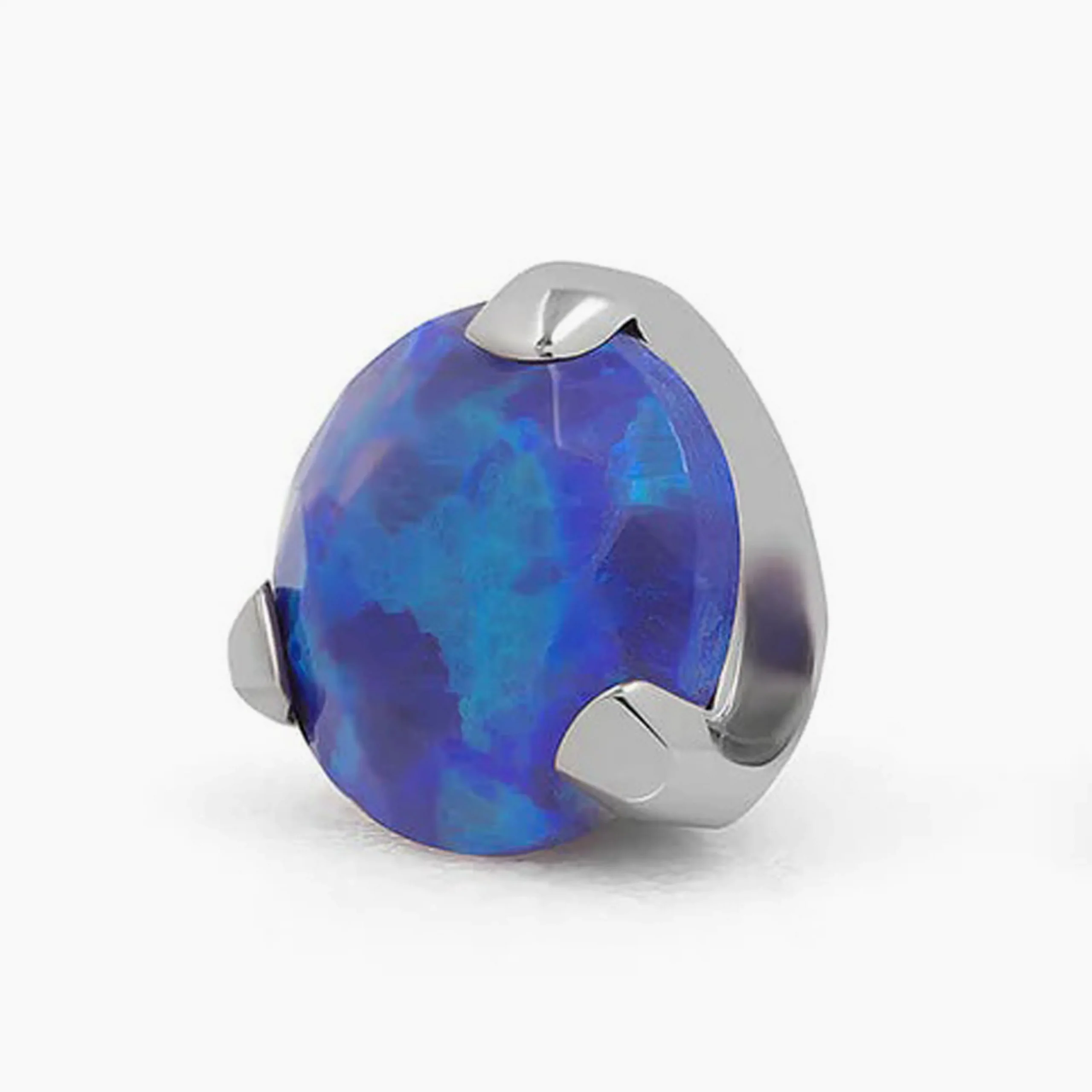 Titanový šperk s vnitřním závitem Diamond Cut s opálem s odstíny