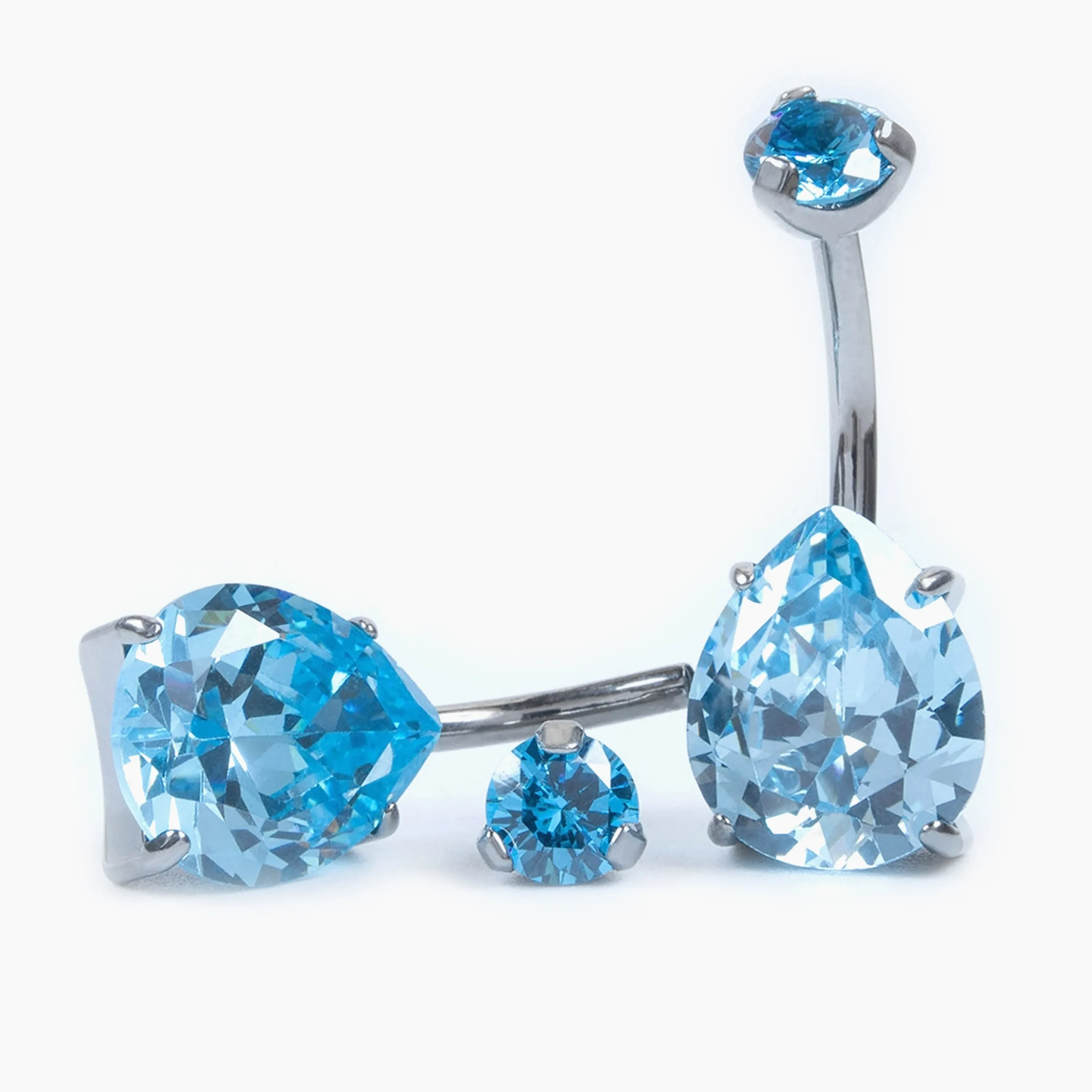 Titanový banánek s vnitřním závitem Crystal Drop Aqua
