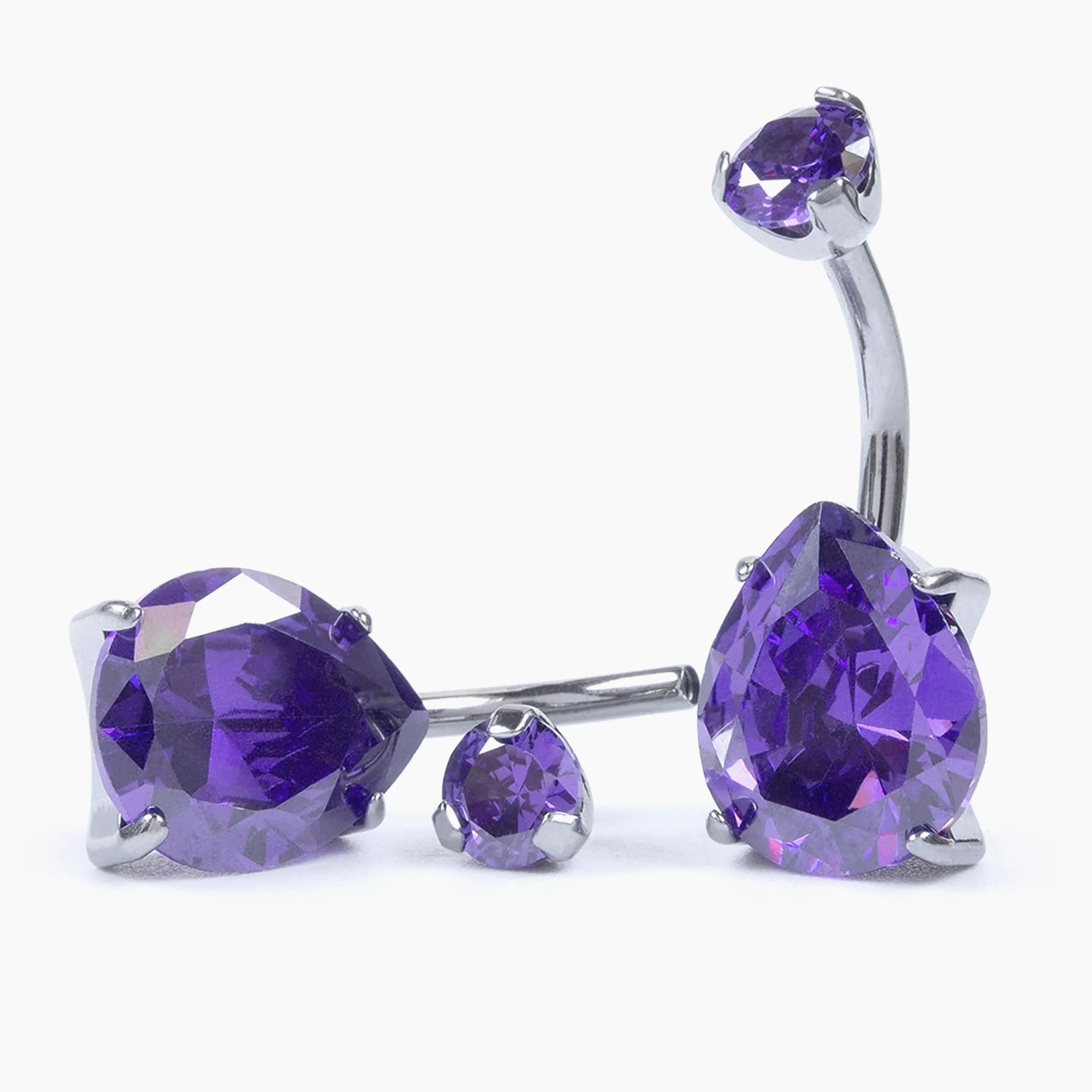 Titanový banánek s vnitřním závitem Crystal Drop Perpl