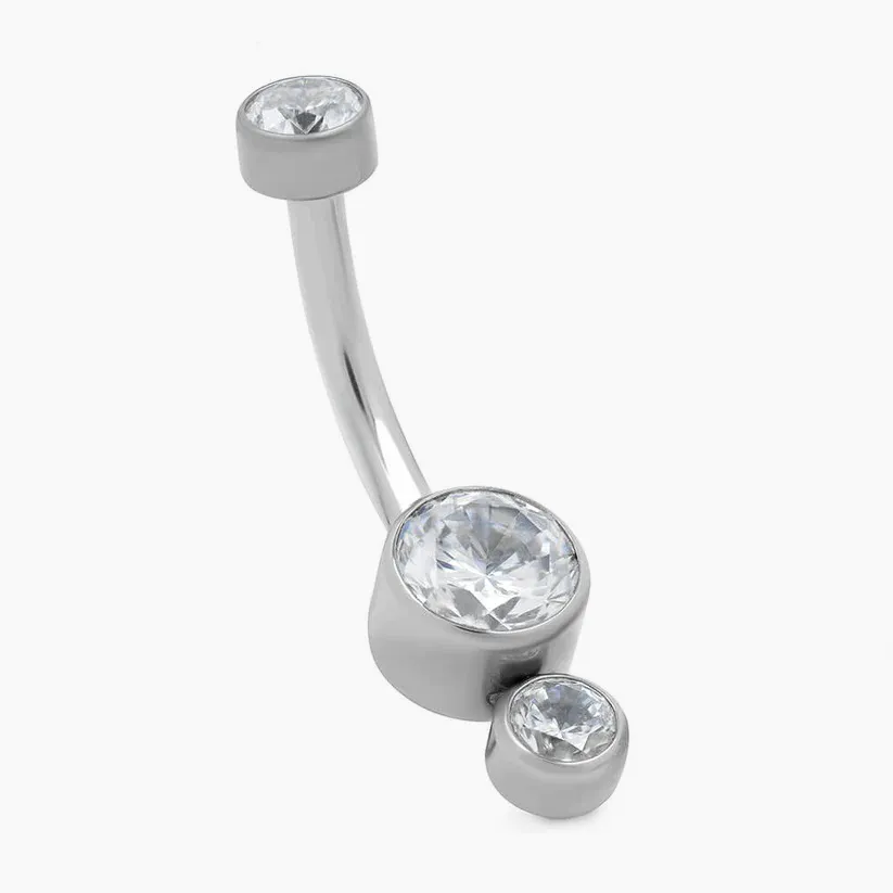 Titanový piercing do pupíku s vnitřním závitem Double Dot