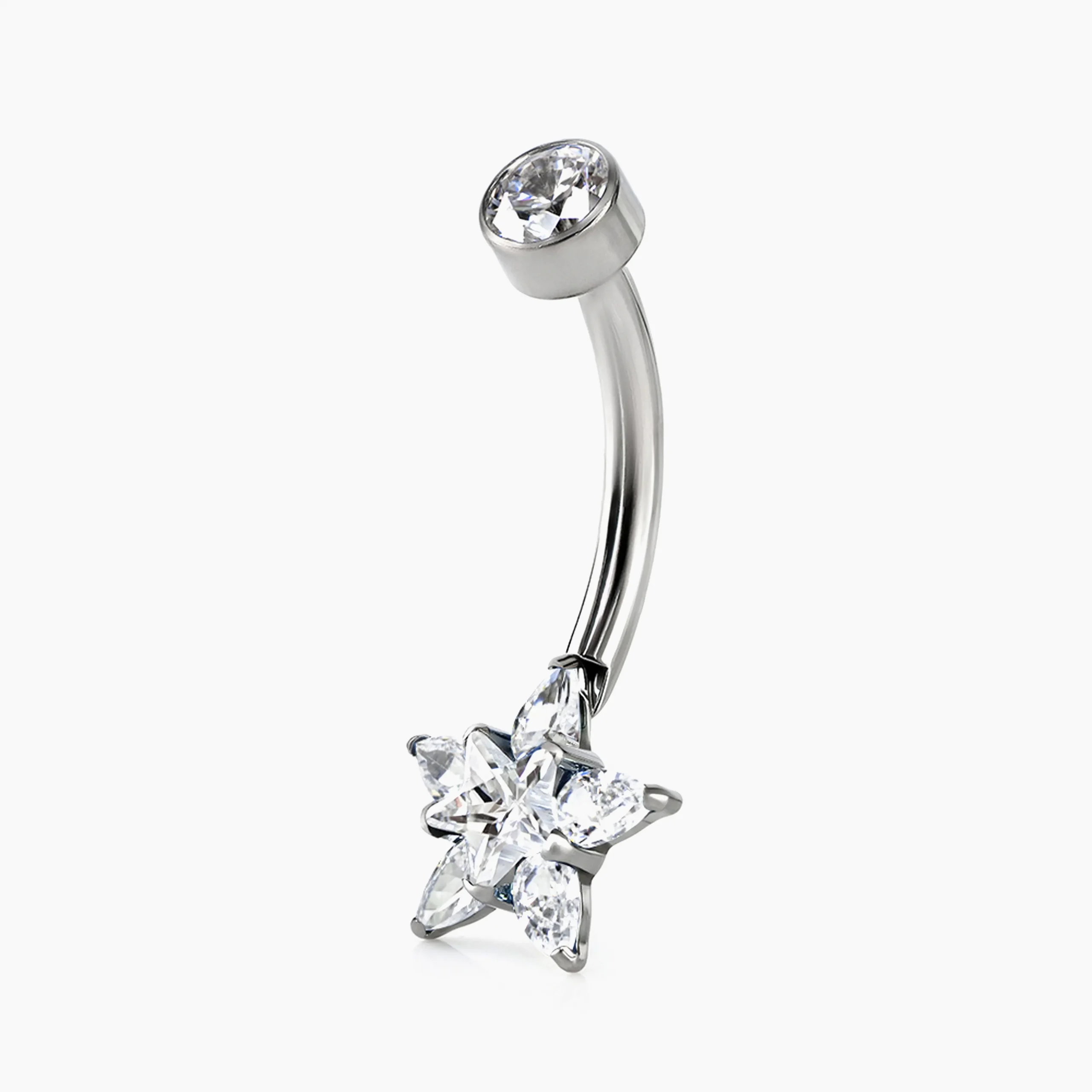 Titanový piercing do pupíku s vnitřním závitem Double Star