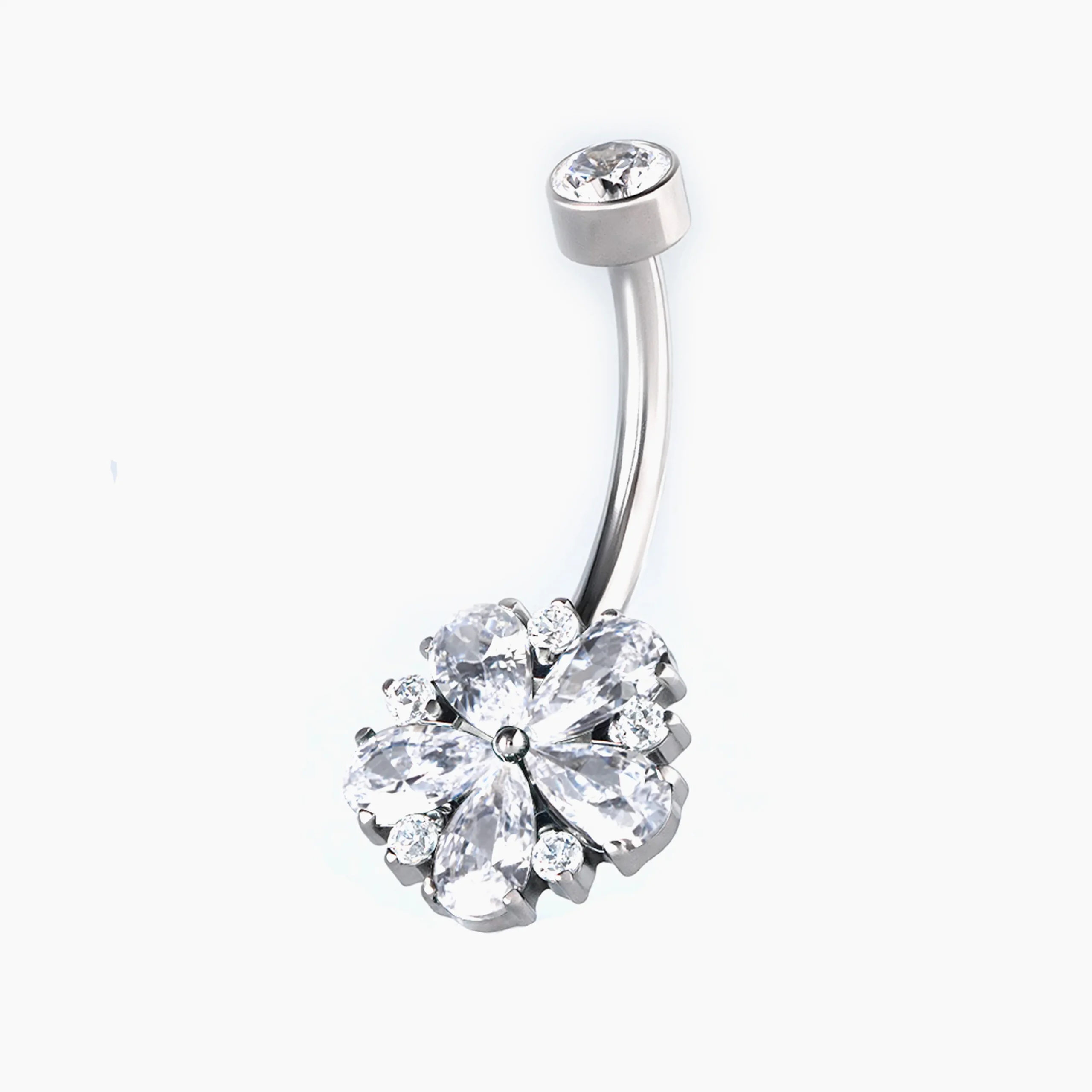 Titanový piercing do pupíku s vnitřním závitem Flower
