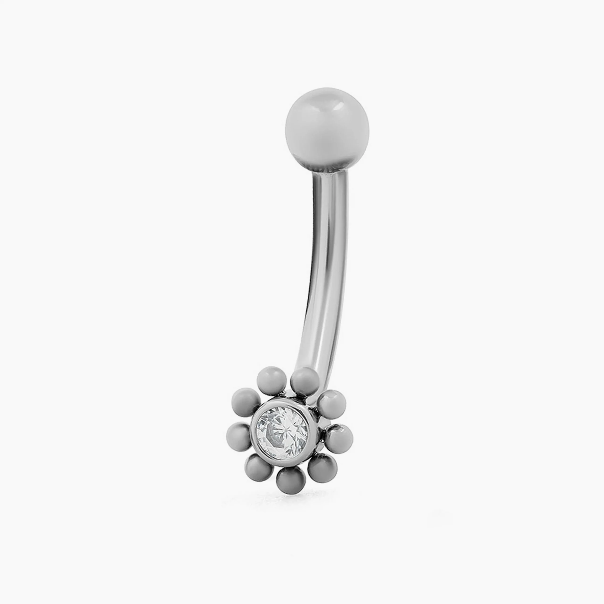 Titanový piercing do pupíku s vnitřním závitem Form Flower