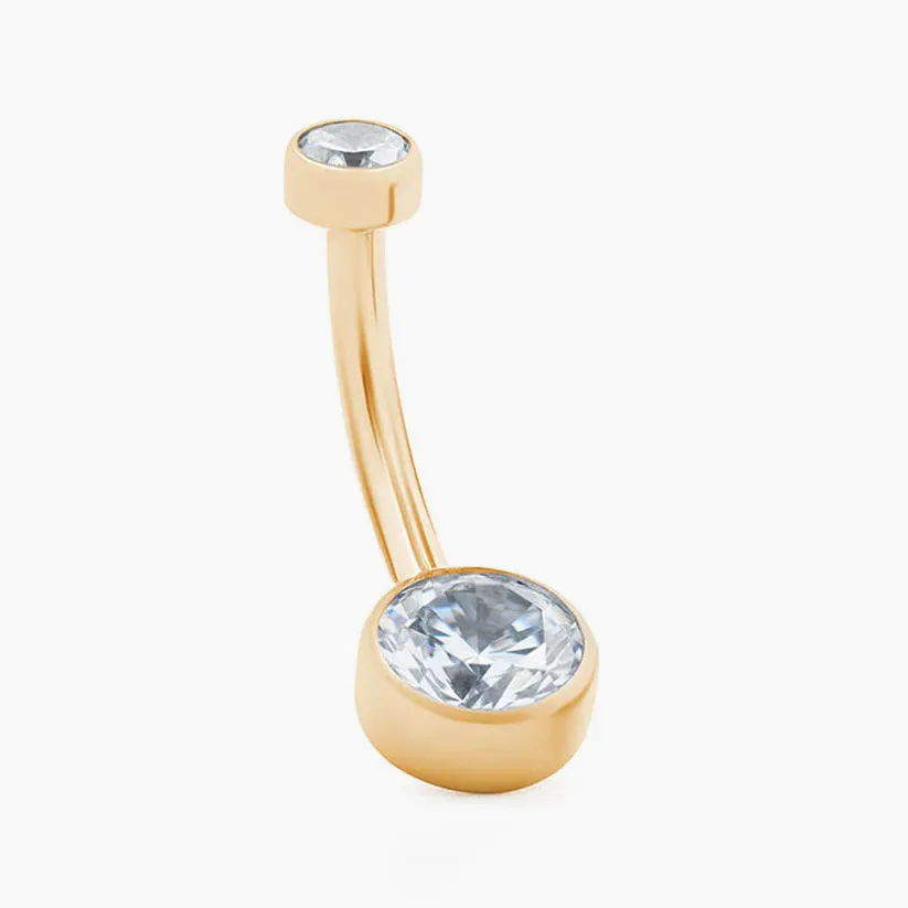 Zlatý titanový piercing do pupíku s vnitřním závitem Mia Mini