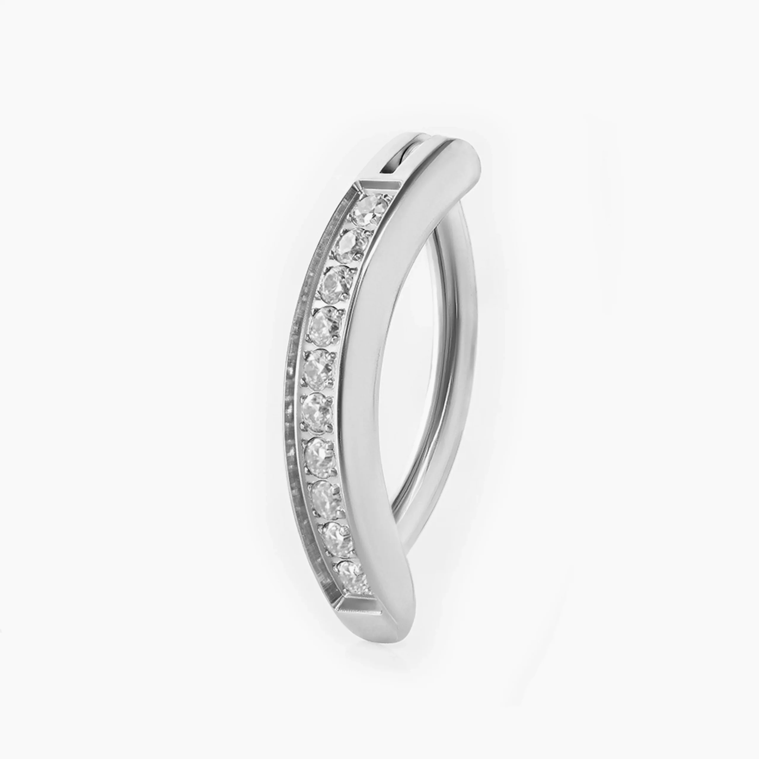 Titanový piercing do pupíku s vnitřním závitem Line Crystal.