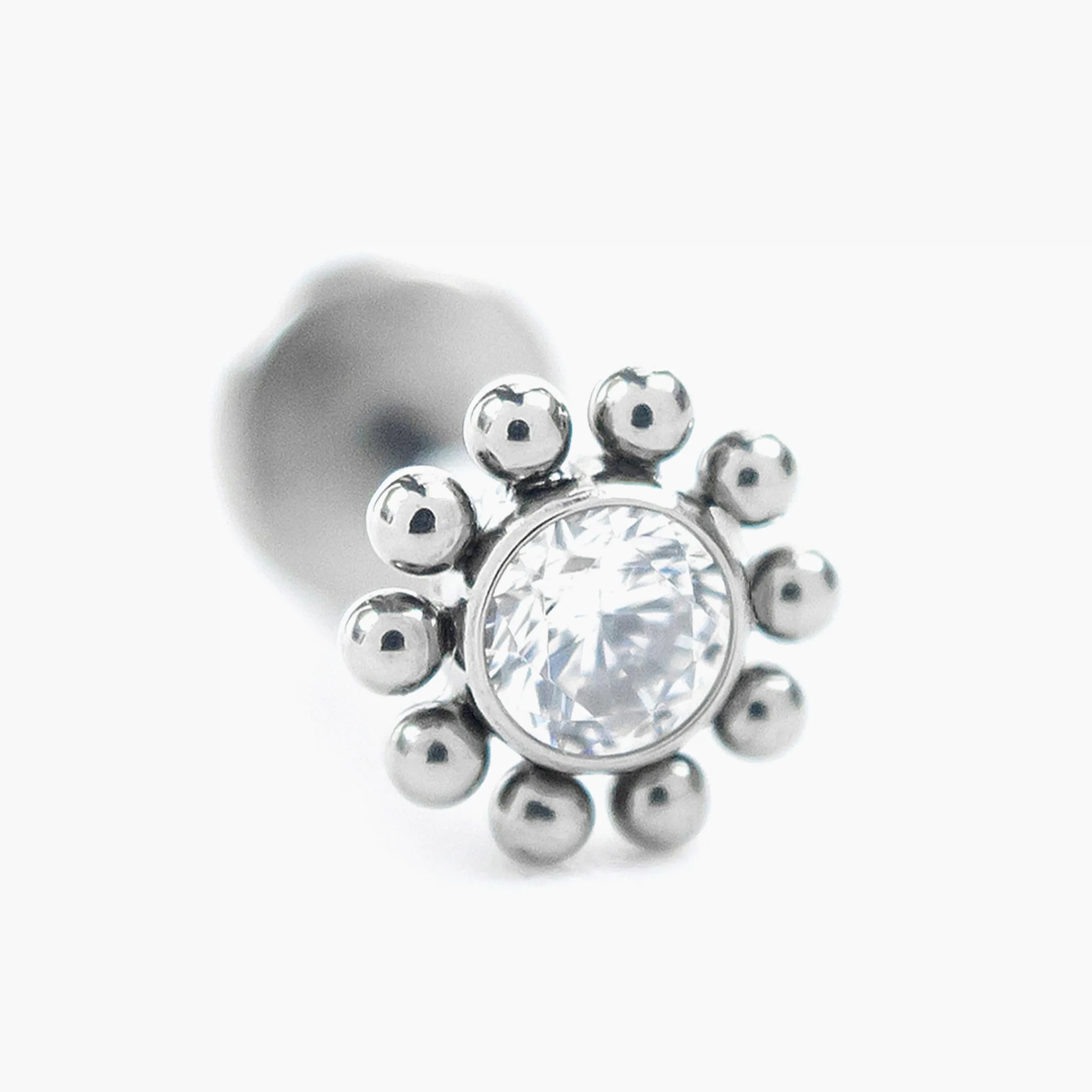 Titanový šperk s vnitřním závitem Bead Flower s zirkonem.