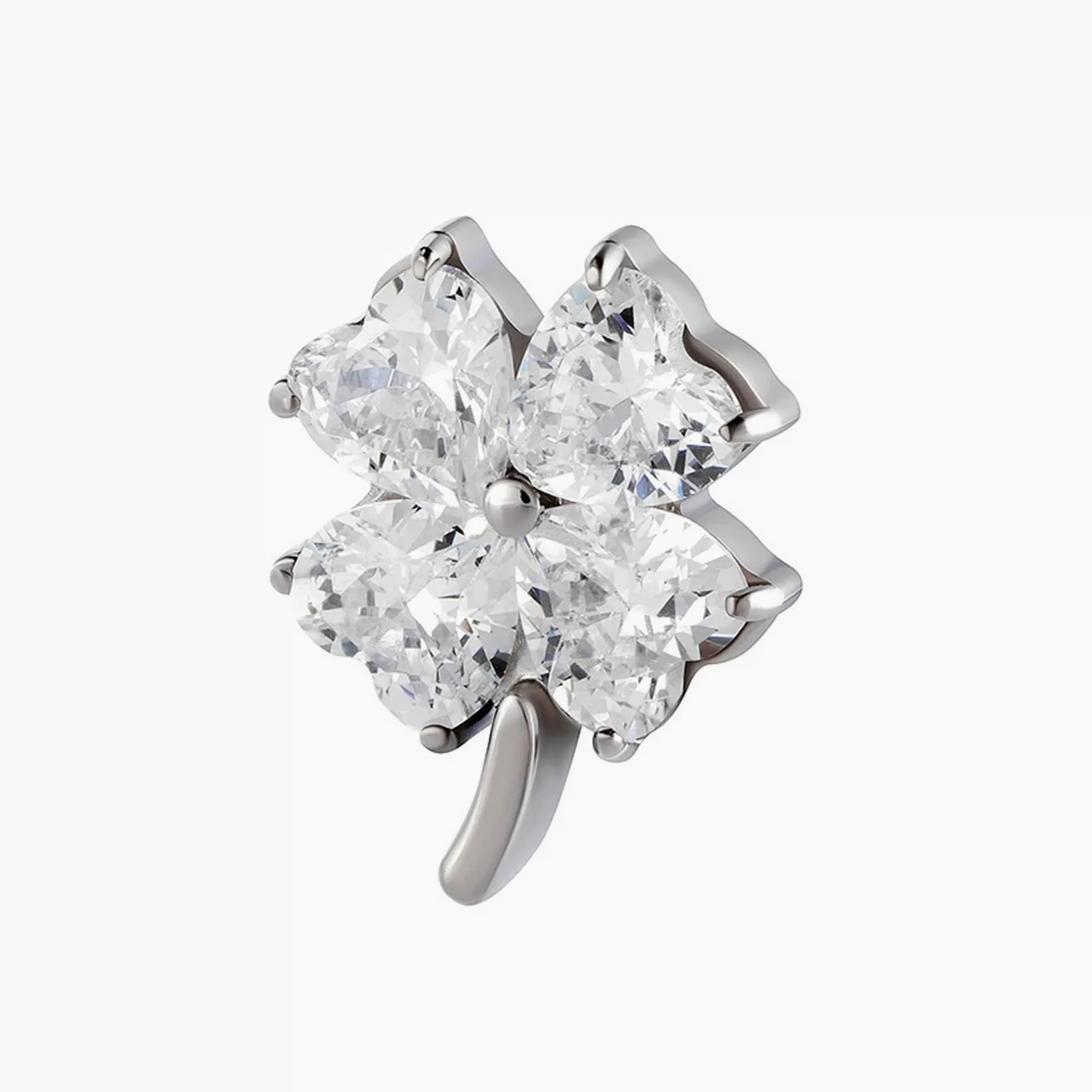 Titanový šperk s vnitřním závitem Clover Crystal s zirkony