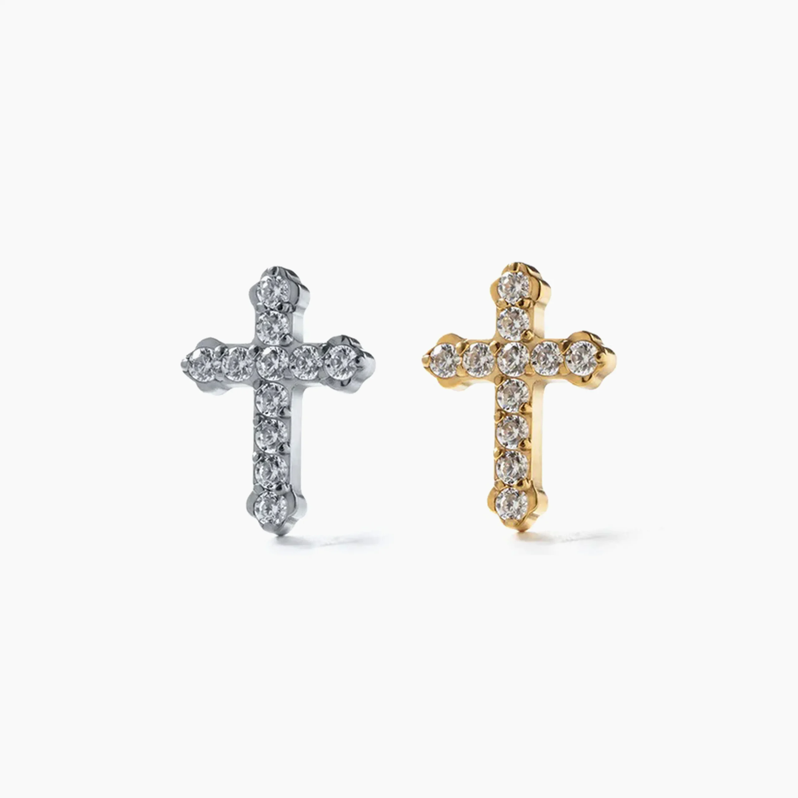 Titanový šperk s vnitřním závitem Crystal cross s zirkony