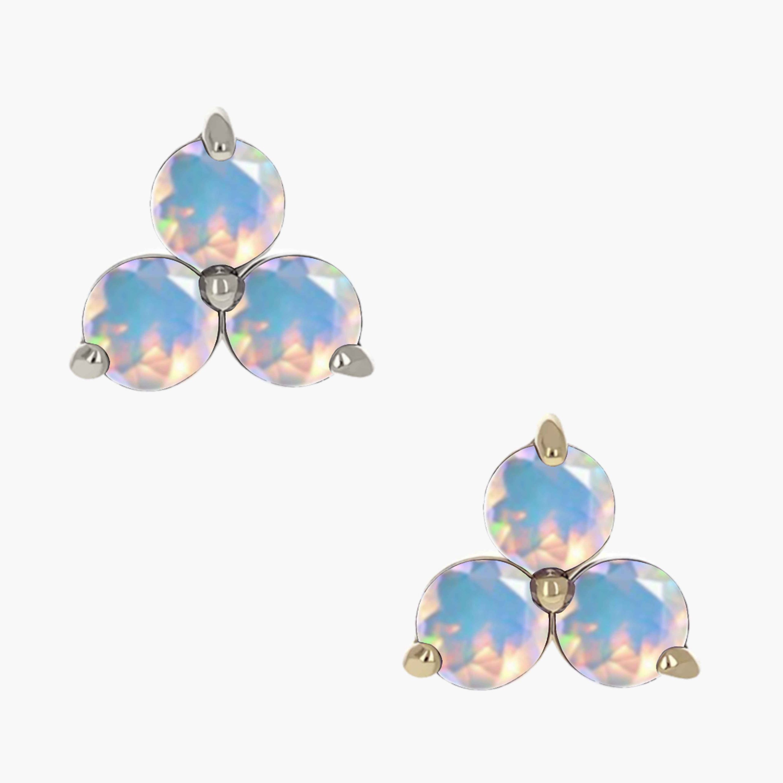 Zlatý šperk s vnitřním závitem Faceted Trio s opálem