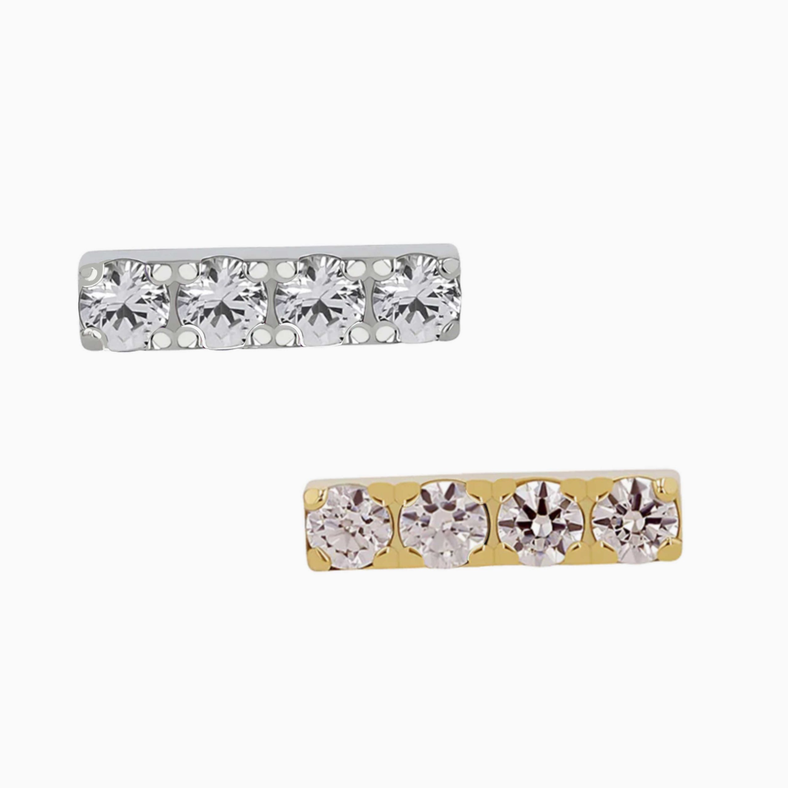 Zlatá koncovka s vnitřním závitem Gem Bar 4 kamínků