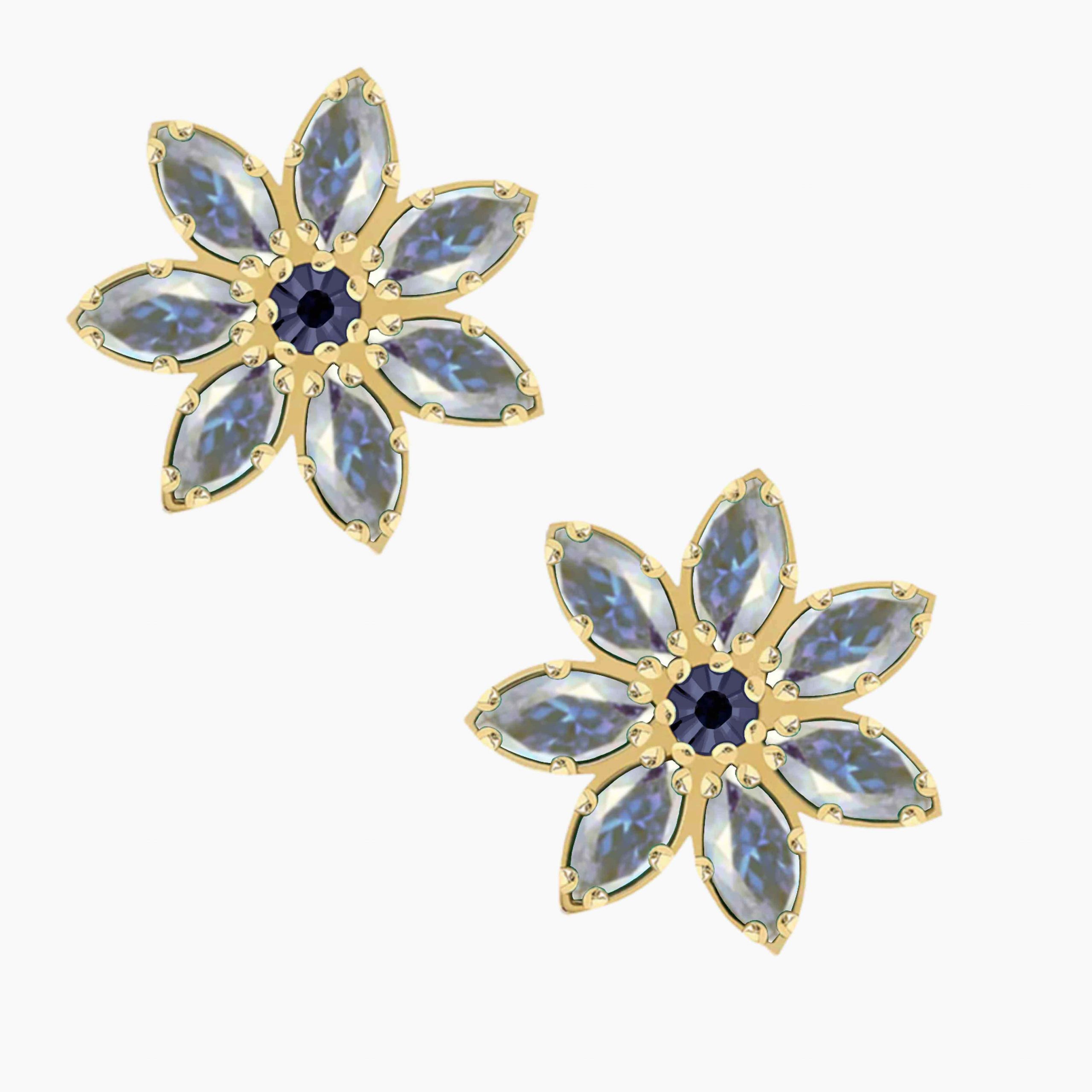 Zlatý šperk s vnitřním závitem Marquise Flower black + white