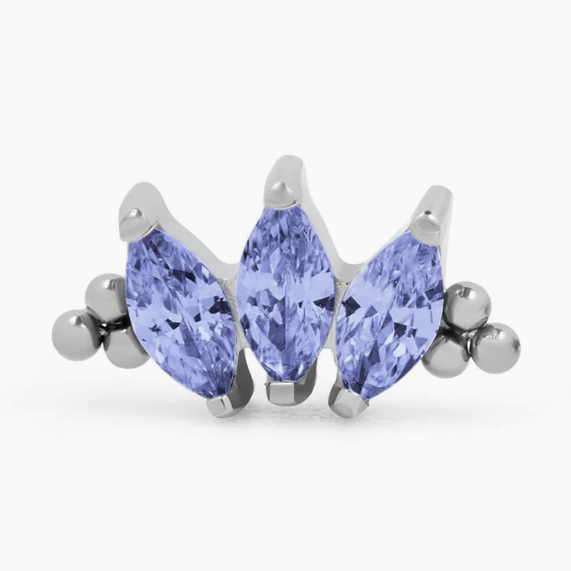 Titanový šperk s vnitřním závitem Marquise Bead Cluster s tanzanitovými zirkony