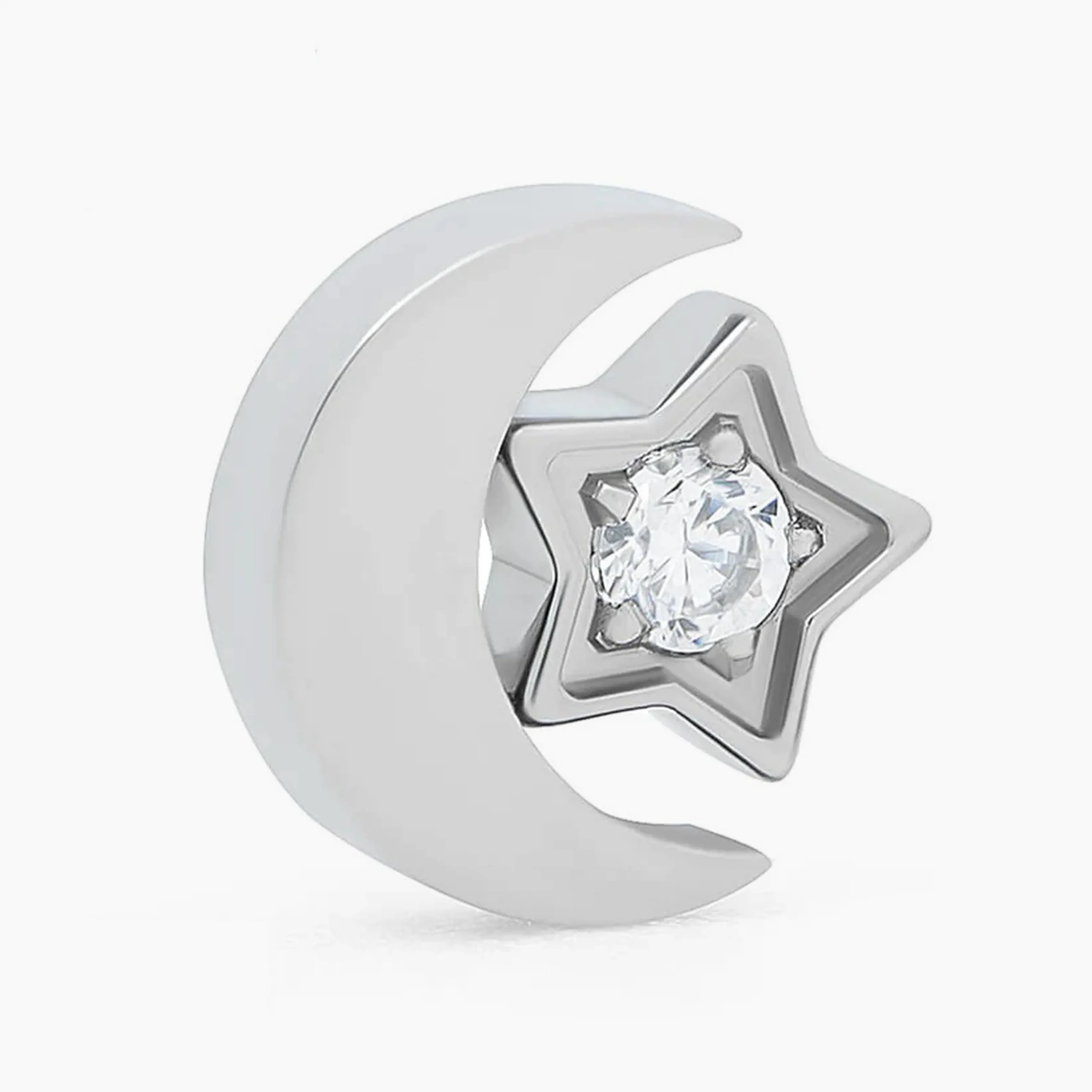 Titanový šperk s vnitřním závitem Moon Star s zirkonem
