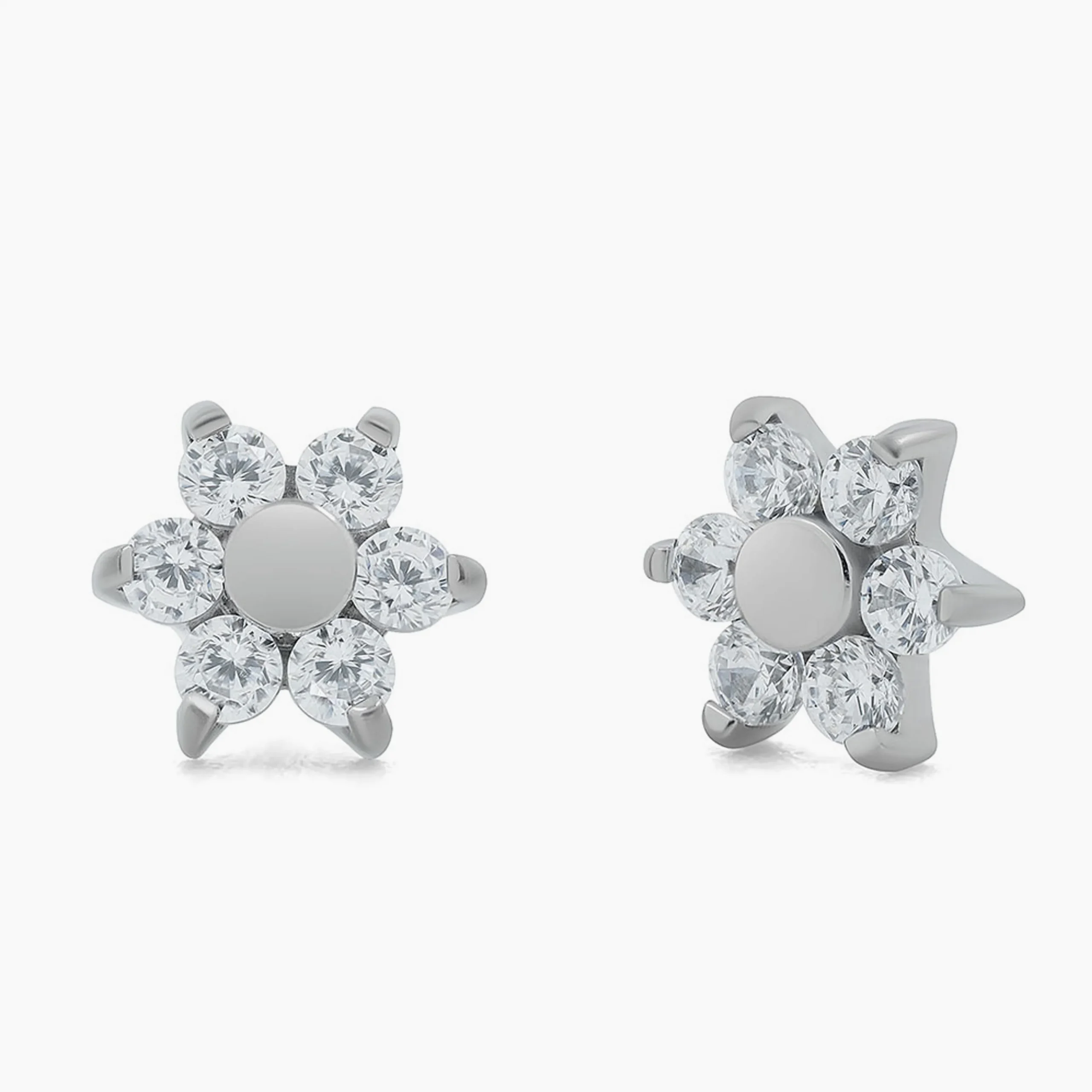 Titanový šperk s vnitřním závitem Snow Flower s zirkony.