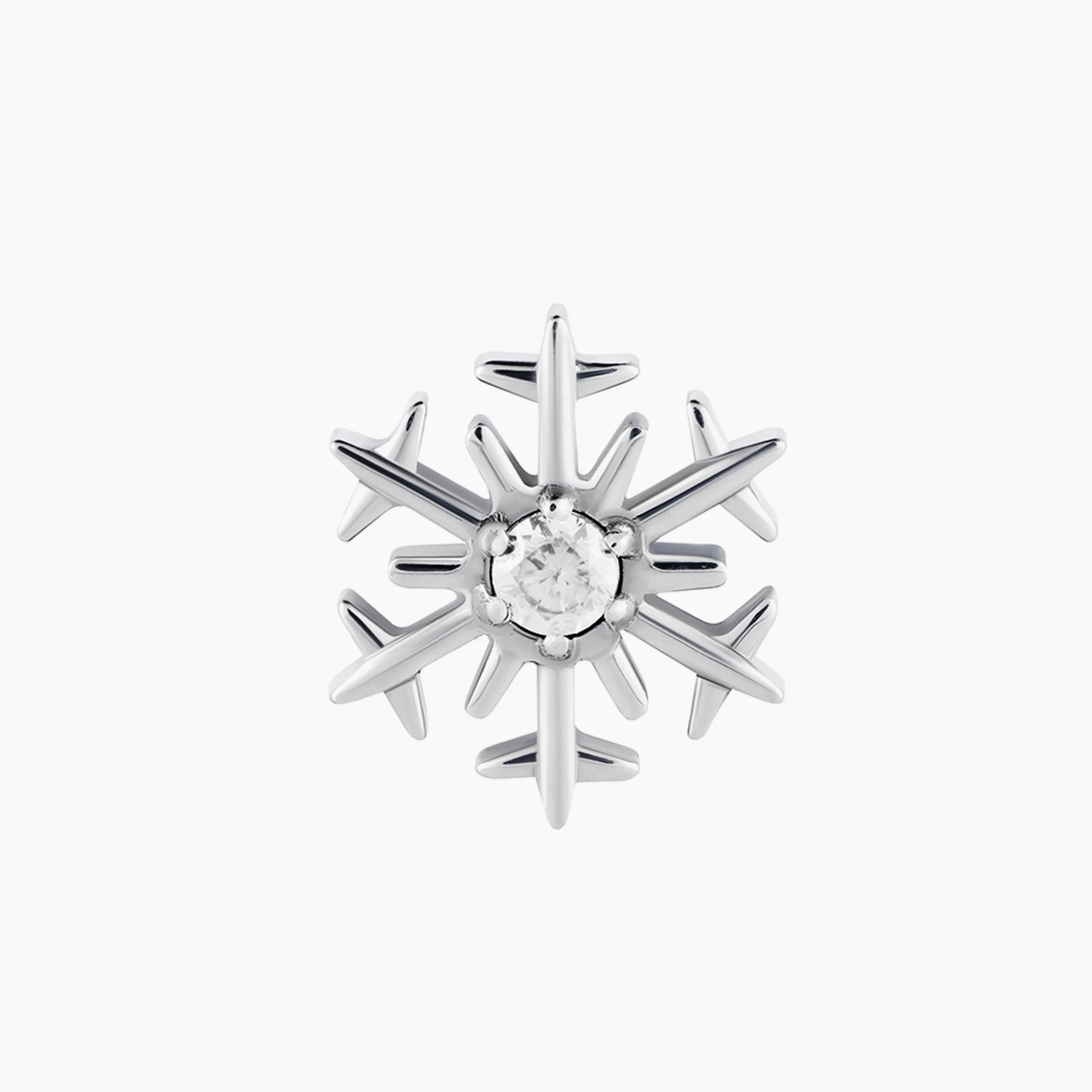 Titanový šperk s vnitřním závitem Snowflake Crystal s zirkony.