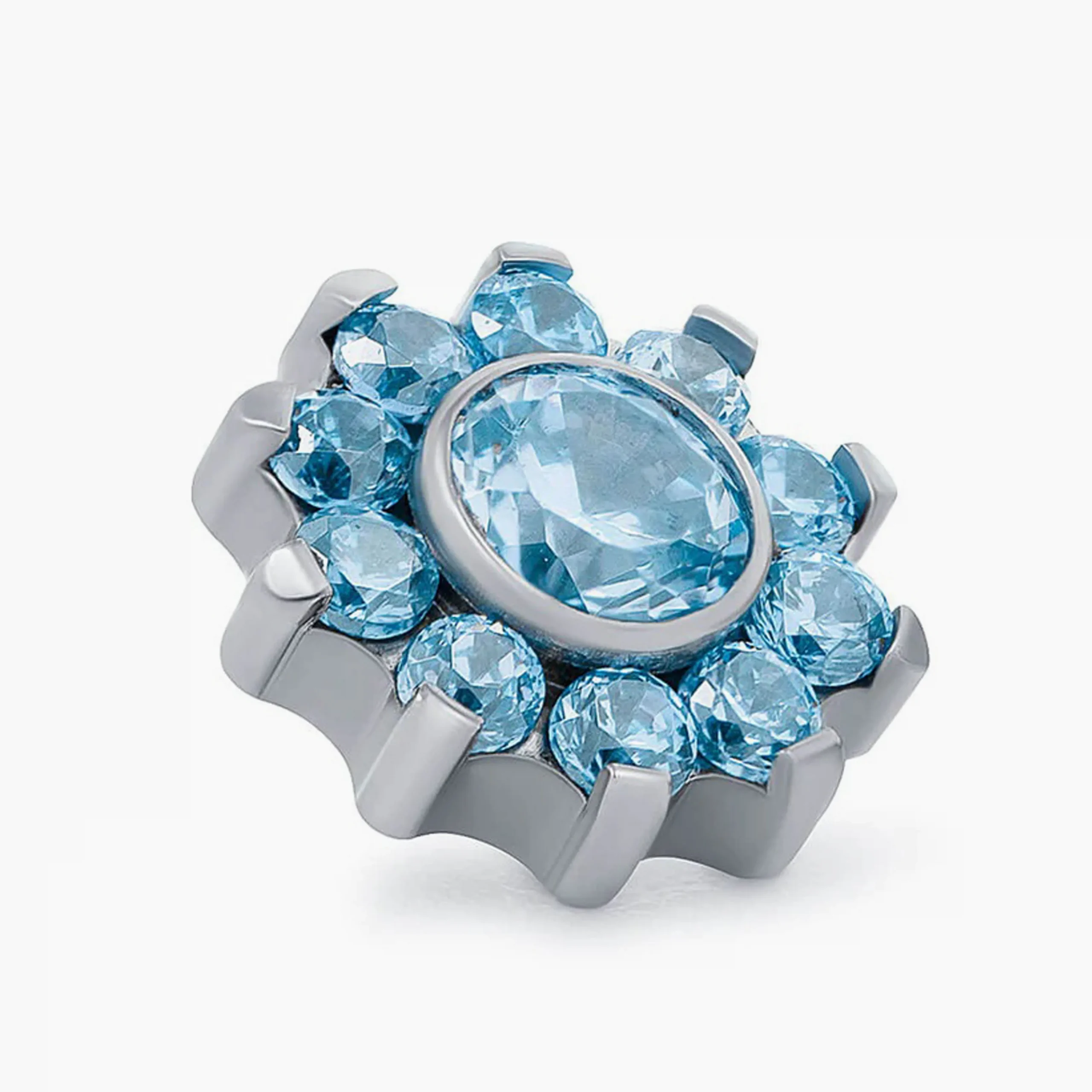 Titanový šperk s vnitřním závitem Sunflower aqua s zirkony