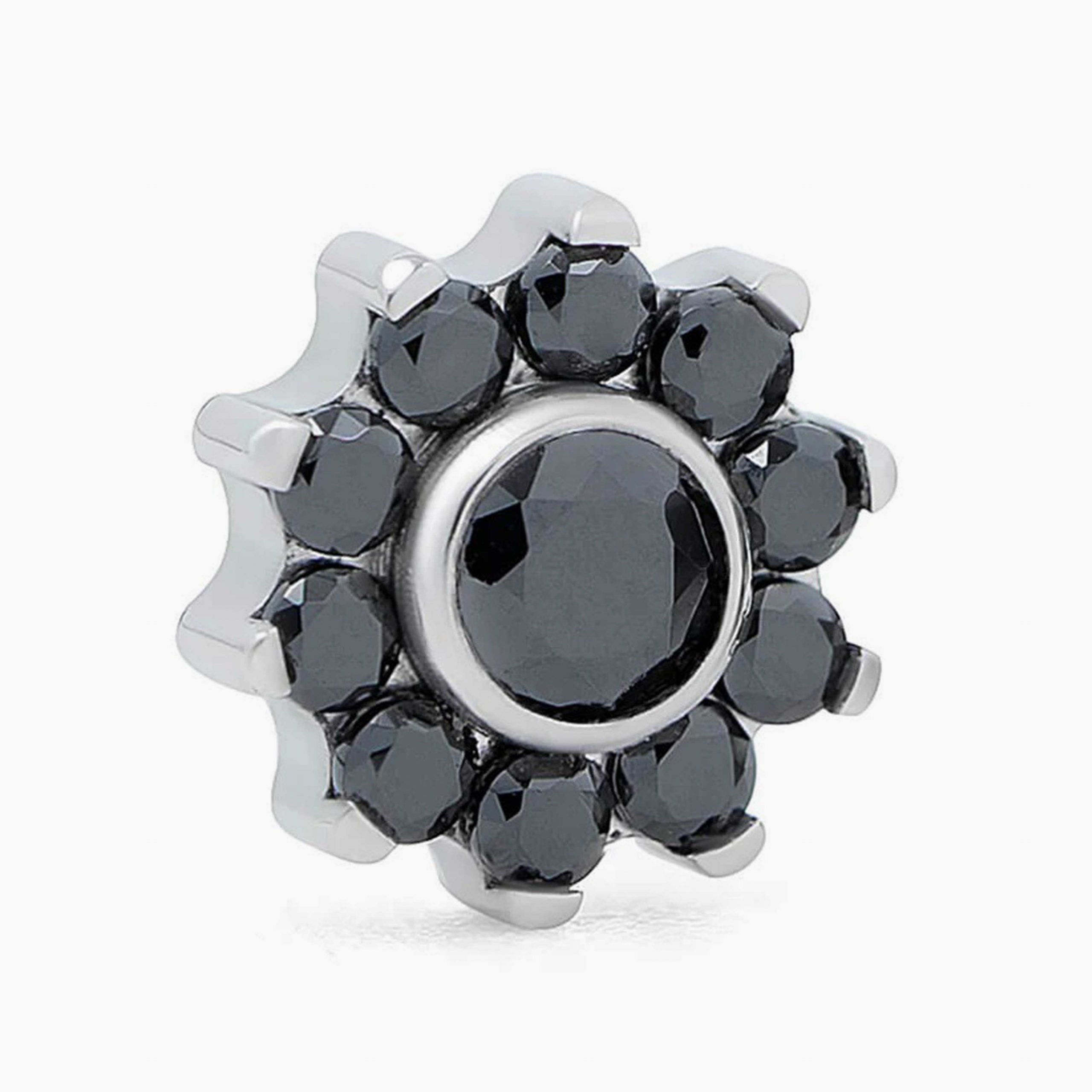 Titanový šperk s vnitřním závitem Sunflower black s zirkony