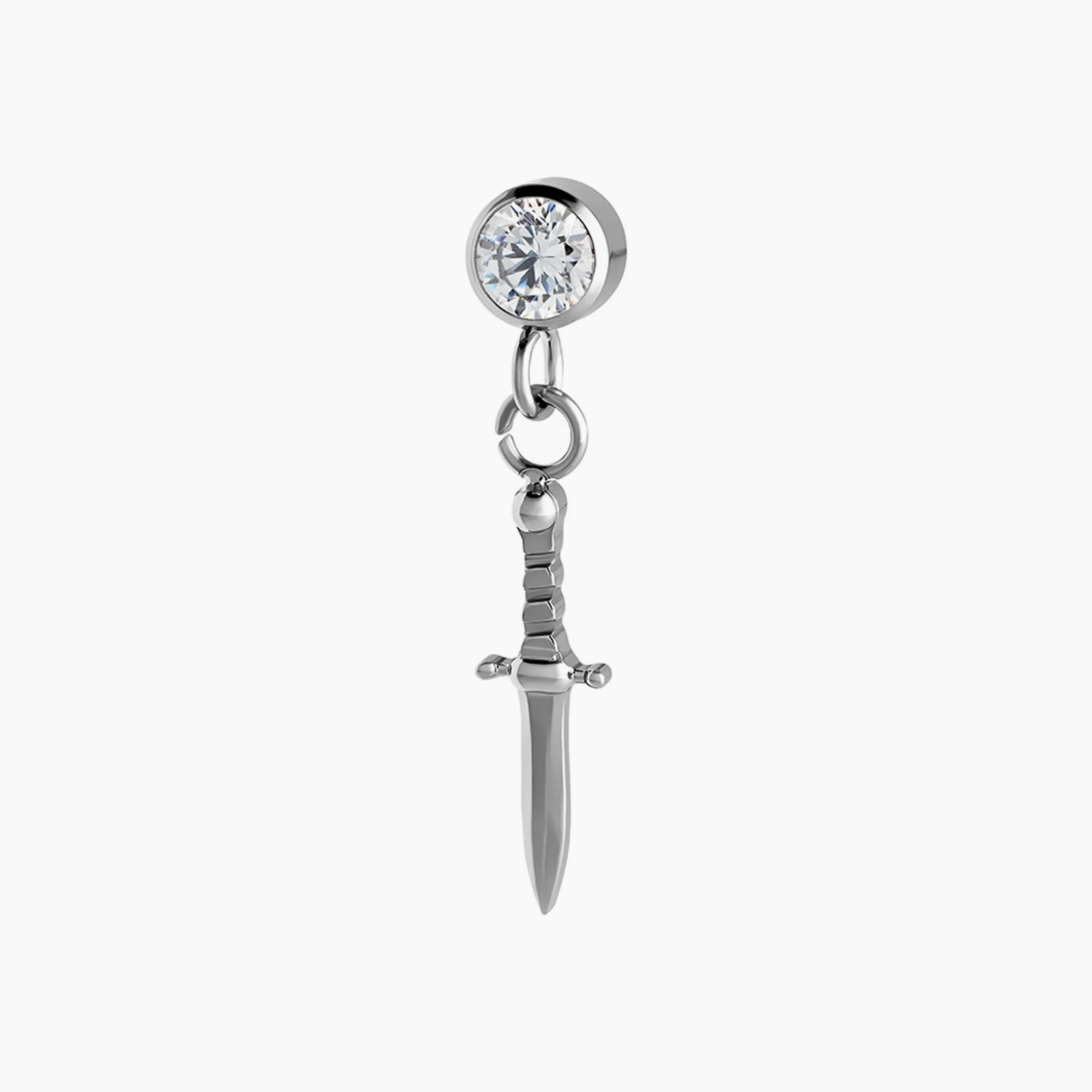 Titanový šperk s vnitřním závitem Sword Crystal s zirkony.