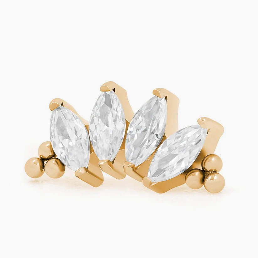 Titanová koncovka bez zavitu Bead Marquise Cluster s zirkony.