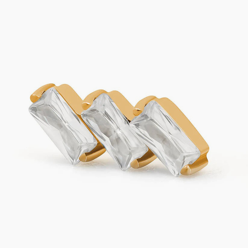 Titanová koncovka bez zavitu Gold Steps Cluster s zirkony.