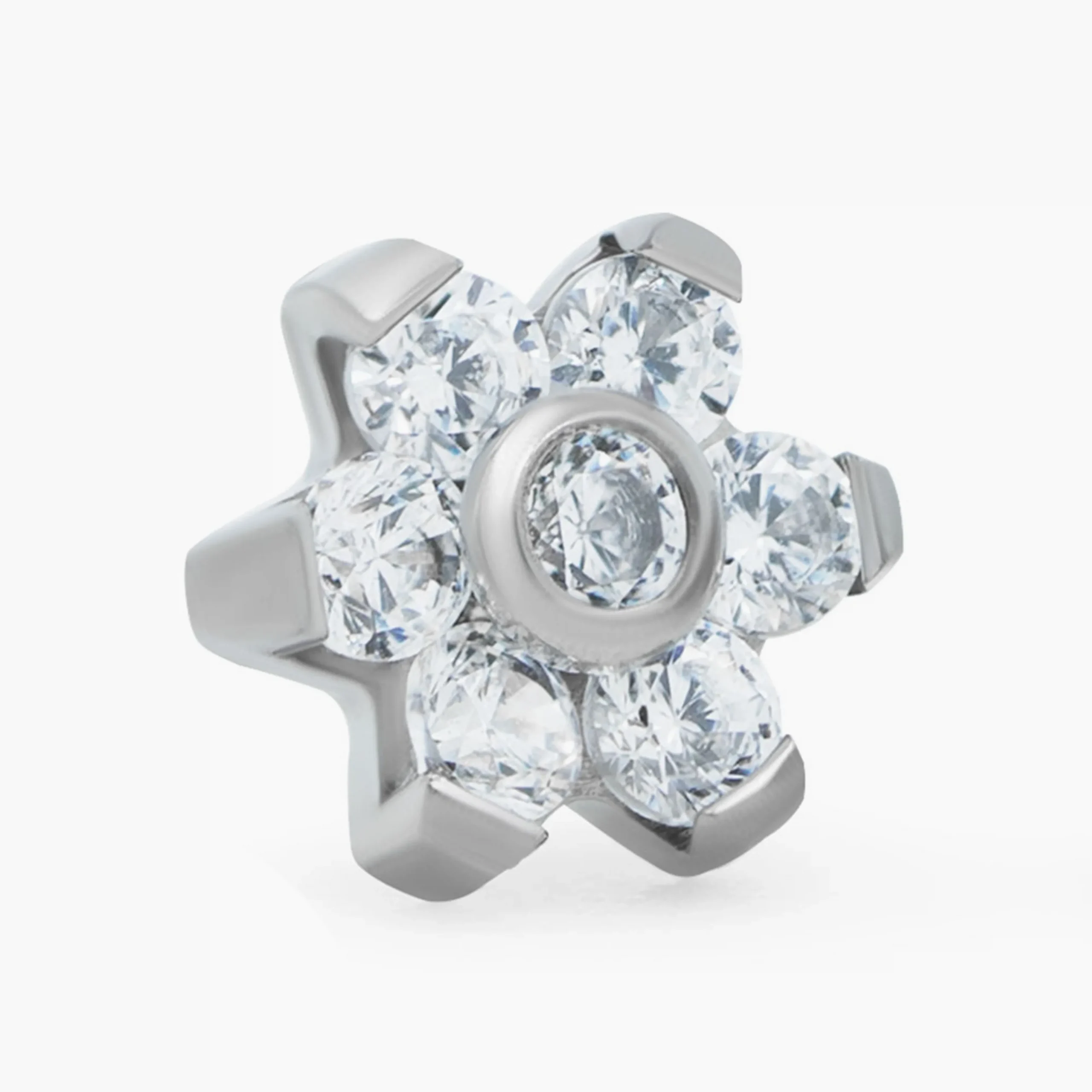 Titanový šperk bez závitu Little Flower s krystalem Swarovski.