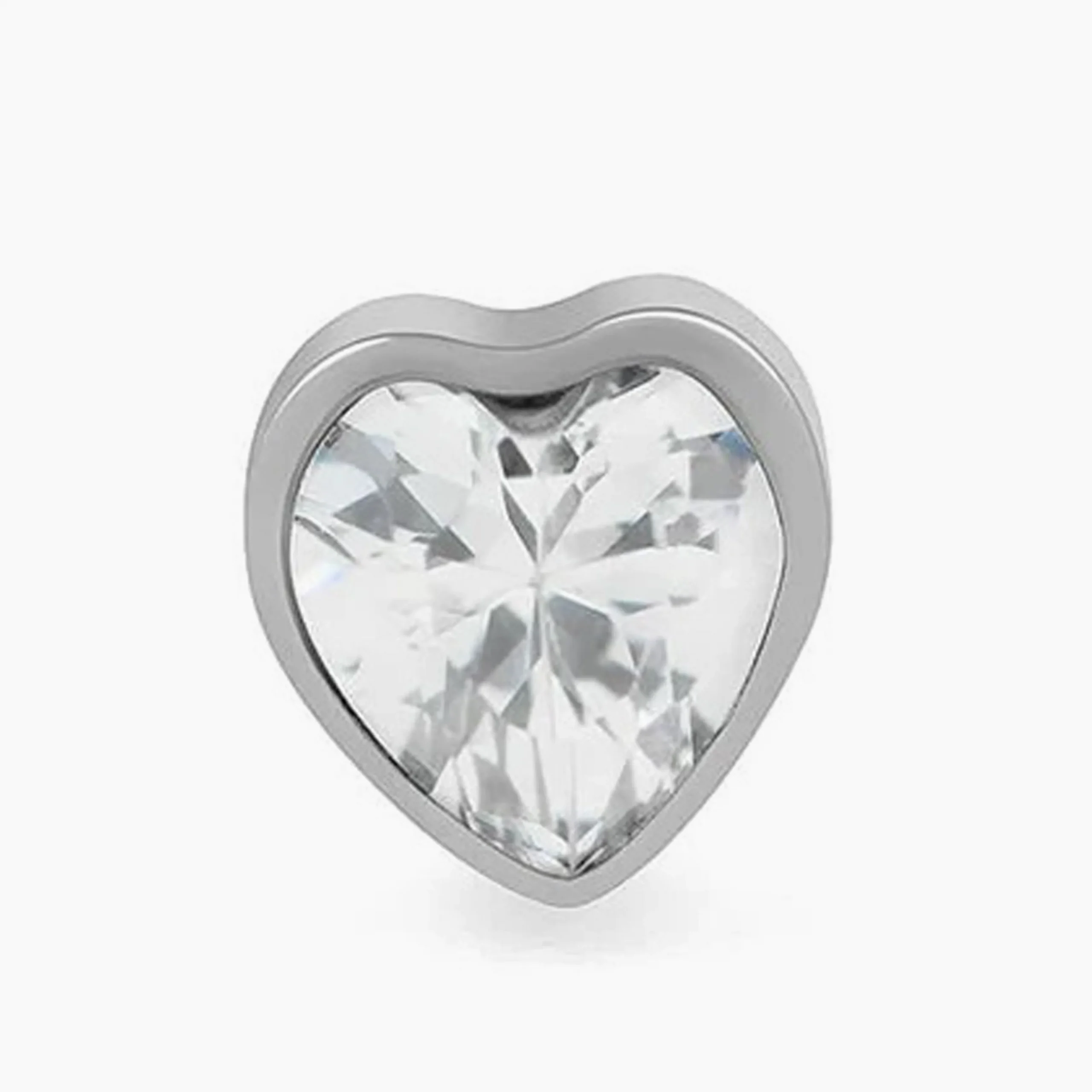 Titanová koncovka bez zavitu Crystal heart s zirkonem