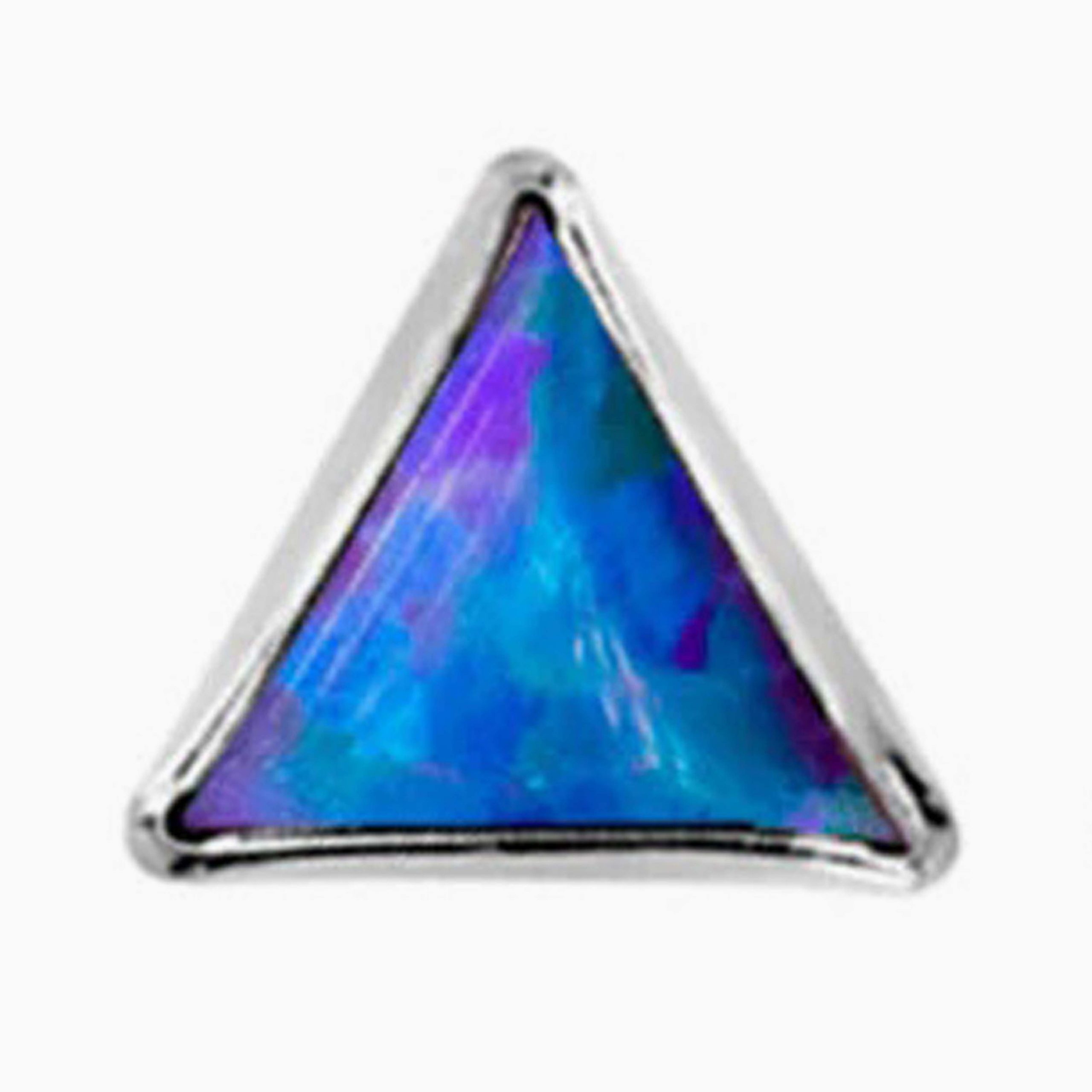 Titanový šperk s vnitřním závitem Triangle s jasně modrým opálem