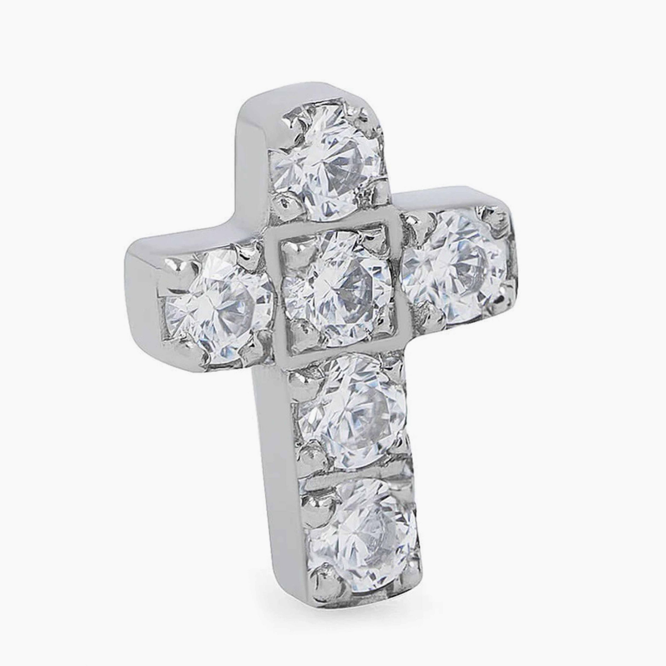 Titanový šperk s vnitřním závitem Diamond cross s zirkony