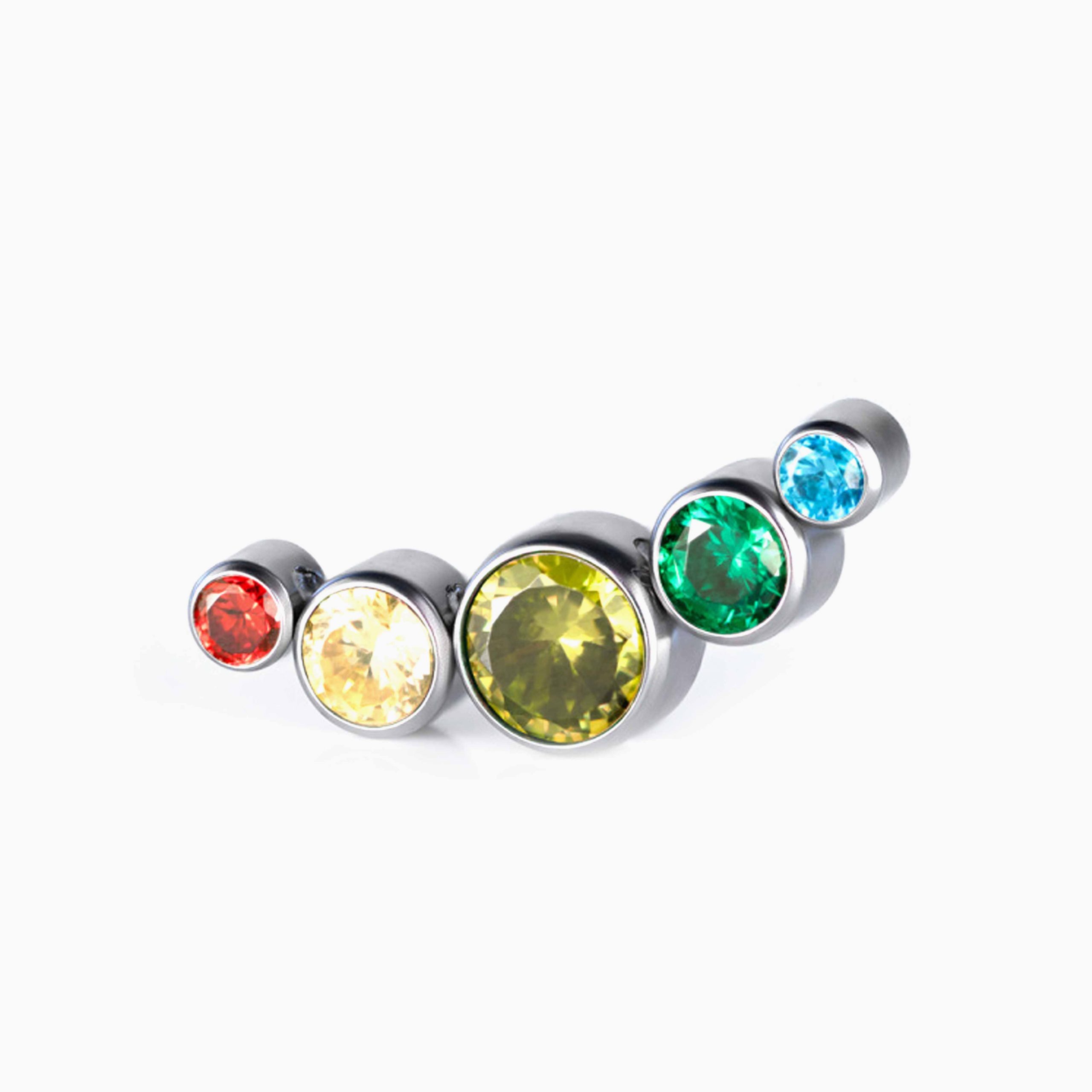Titanový šperk s vnitřním závitem Crystal 5 kamínků Rainbow
